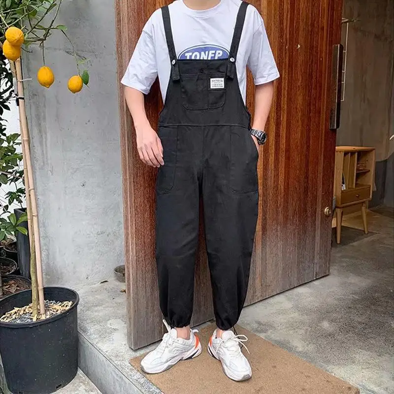 Mannen Bib Broek Lente Herfst Casual Multi Zakken Losse Lange Jarretel Jumpsuits Cargo Overalls Street Wear Harajuku