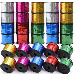 100yards/roll Plastic Laser Ribbon 5mm Rainbow Balloon Ribbons for Cake Gift Box Packaging Party Wedding Decoration Accessories
