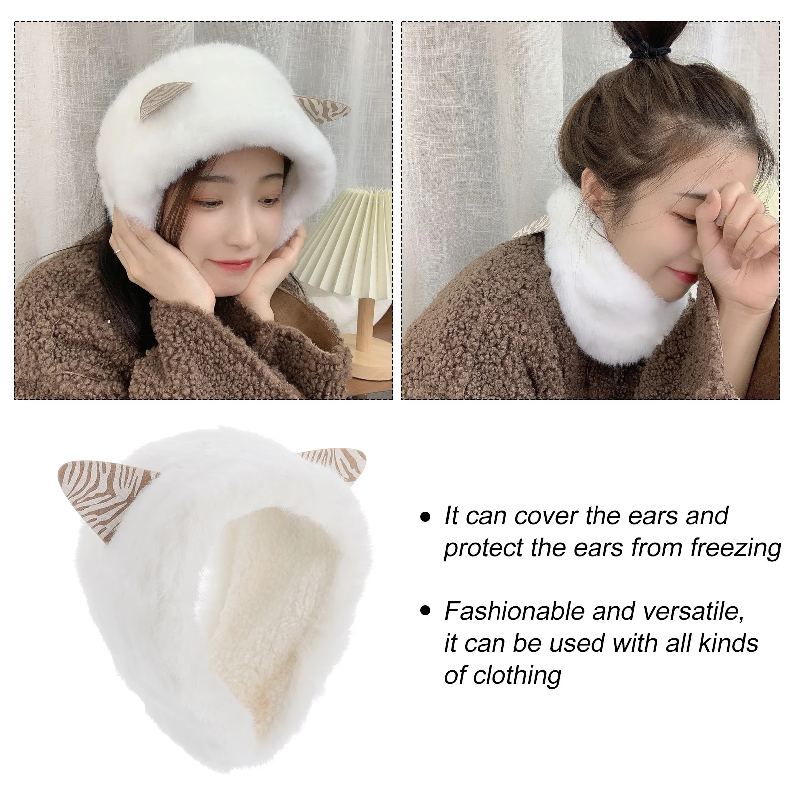 1 قطعة عقال أذن القط الدافئة لغطاء الأذن الكرتون لطيف لينة مريحة قبعة الشتاء غطاء كل مباراة نمط الاستخدام الداخلي في الهواء الطلق #1