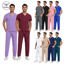 Nursing Scrubs Set Anti-Wrinkle Medical Surgical Gown Wholesale Hospital Scrub Top Doctor Nurse Special Scrub Uniform Men Women