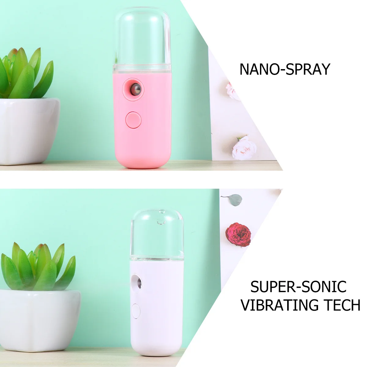 

2pcs Hydrating Instrument Sprayer Mini Portable Air Humidifier Mist Beauty Spray Water Meter Skin Moistener Nano Atomizer