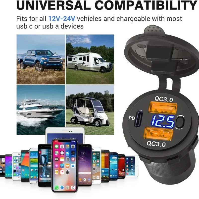 شاحن سيارة معدل بواجهة USB مزدوجة شاحن سيارة صغير للهاتف المحمول USB سبائك الألومنيوم التبديل شاحن سيارة