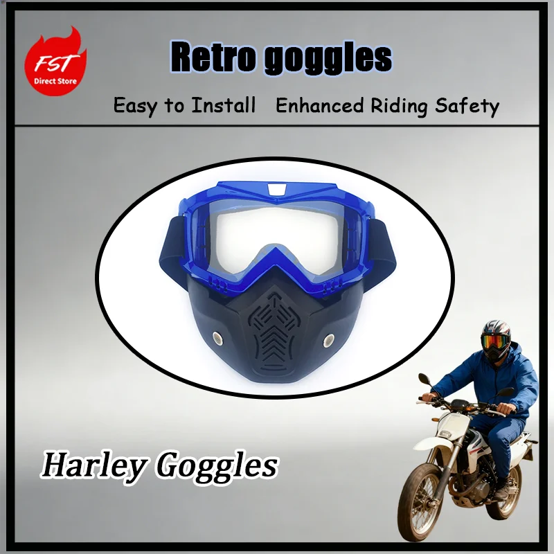 

Ретро-очки для мотоциклов Harley с широким обзором, всепогодные, для бездорожья, гонок, лыжного спорта и активного отдыха, аксессуар для защиты глаз