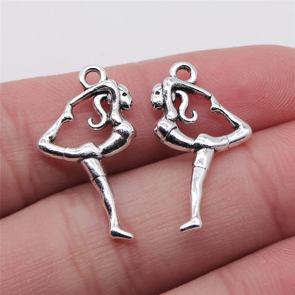 WYSIWYG 10pcs 14x26mm Dancing Charms Pendant For Jewelry Making Antique Silver Color Alloy Jewelry Accessories