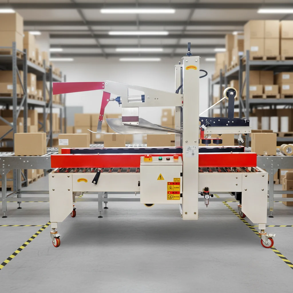 Automatic Flap Fold Carton Box Case Sealer Machine Closing Packaging Sealing Machine Carton Box Taping Sealer for Sale