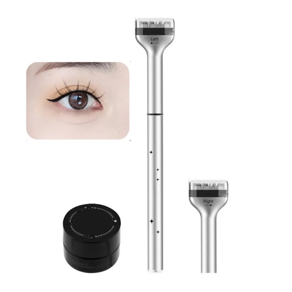 

3 in 1 Lower Eyelashes Stamp Pen Sweatproof Black/Brown Lower Lash Extension Stamp Waterproof Quick Makeup