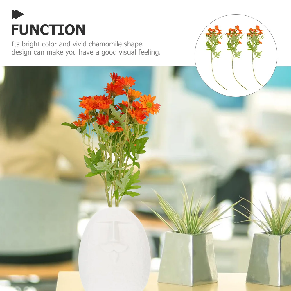 

3Pcs Artificial Chamomile Flowers Silk Daisy Realistic Flower Decors Home Decor Flower Arrangement Props Faux Silk Flowers