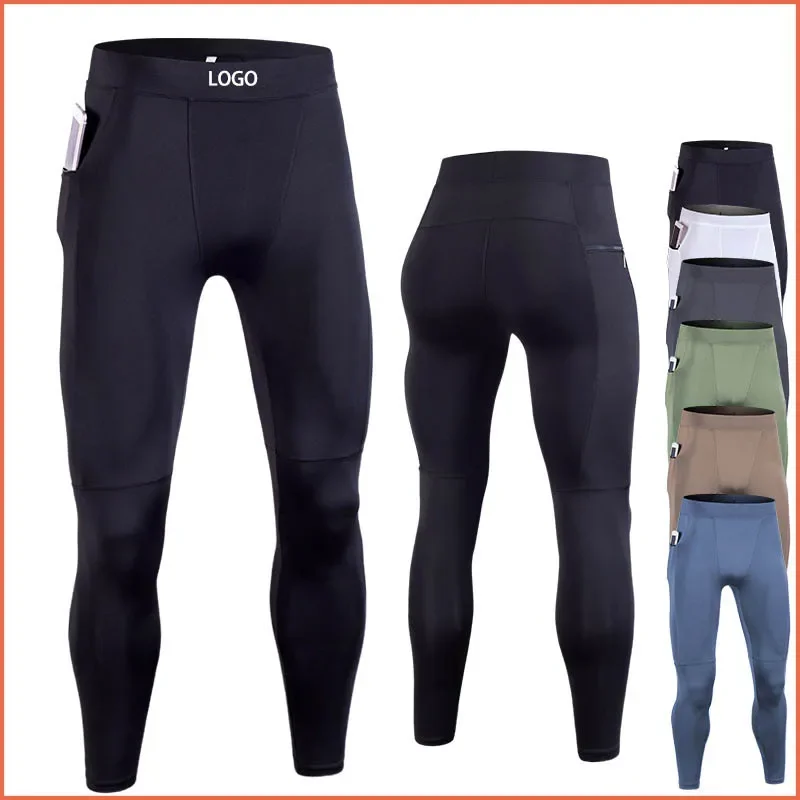 

New custom compression pockets high stretch quick dry outdoor sports bottom skinny men's legging men's sweat track pants