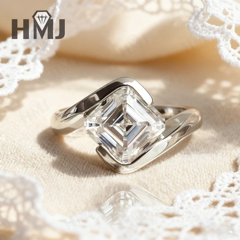 

1-3ct Asscher Cut Moissanite Ring White Gold Yellow Gold Vintage Engagement Ring Art Deco Wedding Band Anniversary Gift