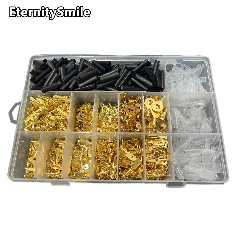 1050Pcs 2.8mm 4.8mm 6.3mm Plug Spring Female Male Cold Crimp Terminals Connector Car Speaker Electrical Wire Connectors Set