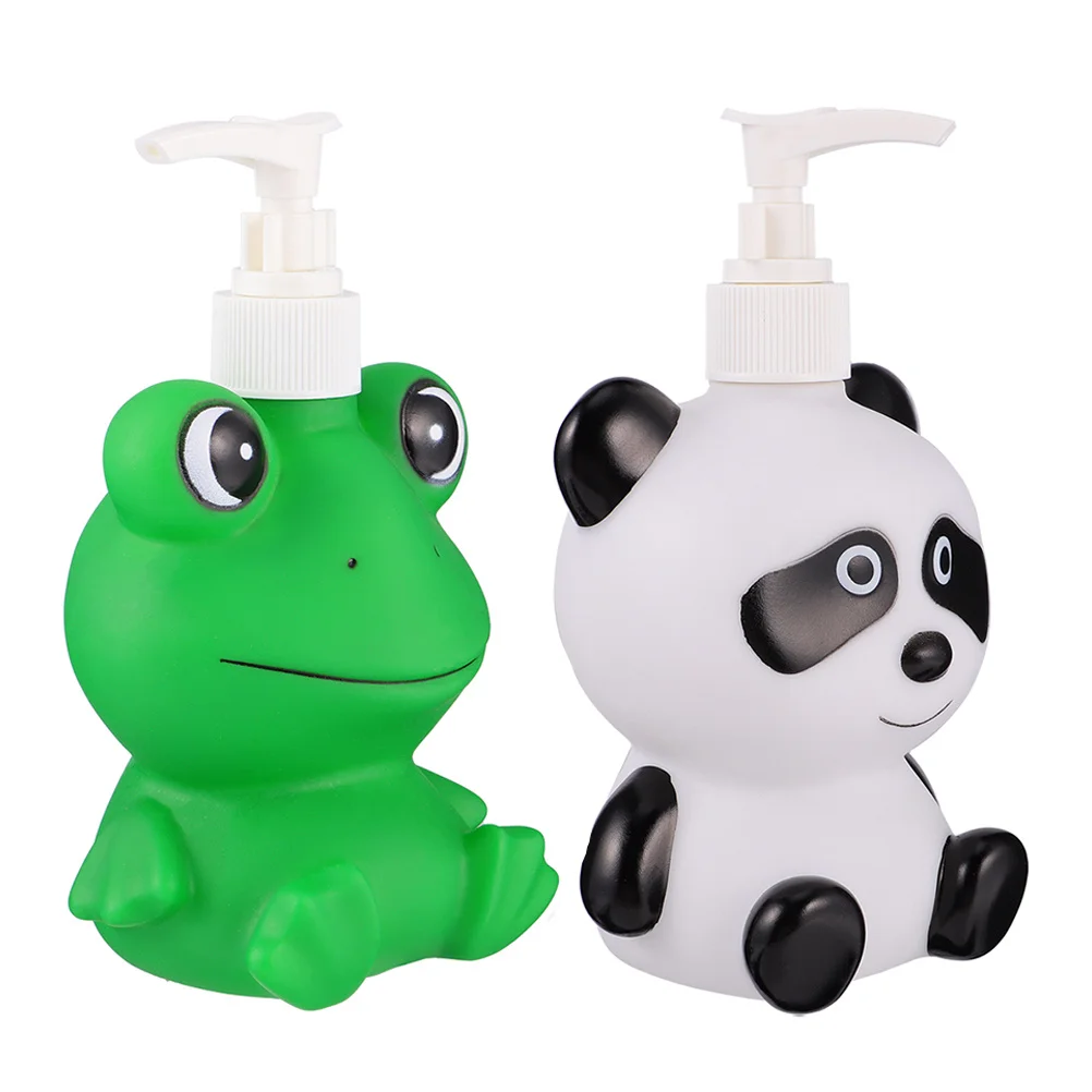 

2Pcs Cartoon Lotion Dispensers Press Bottles Shower Shampoo Storage Empty Bottles for Body Wash Hand Soap Liquid