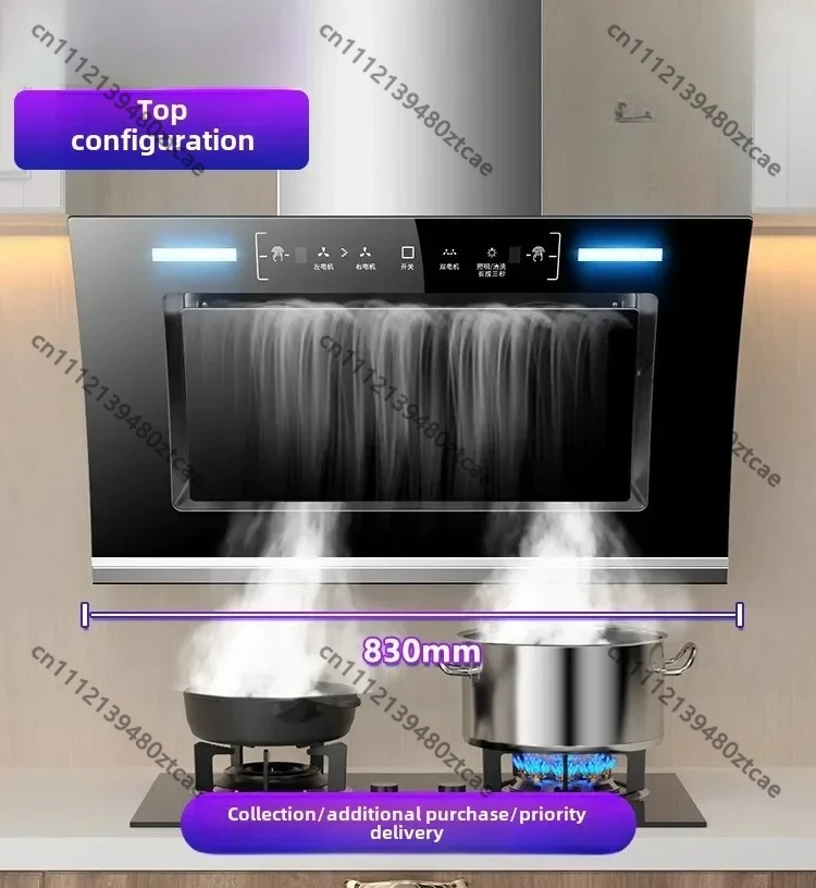 Large Suction Range Hood, Double Motor Self-Cleaning Kitchen Exhaust Fan for Household Apartment and Small Rental Kitchen Use