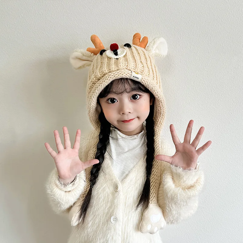 

Winter Baby Stuff Hat for Boy Girls Accessories Knited Cap Kids Hat Fleece Warm Thick Winter Ear Kids Hat Baby Bonnet