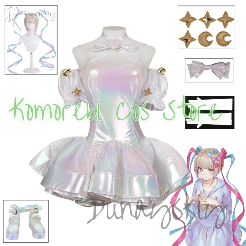 

NEEDY GIRL OVERDOSE KAngel Laser Skirts Cosplay Costume Wig Streamer Overload Lolita Dress Shoes Outfit Women Ribbon Ponytail