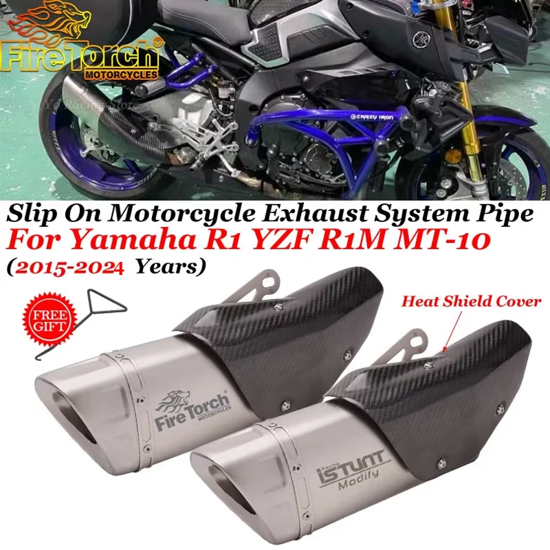 

Slip-On For Yamaha YZF R1 MT-10 MT10 R1M 2015 - 2024 Motorcycle System Gp Exhaust Carbon Fiber Cover Escape Motobike Muffler