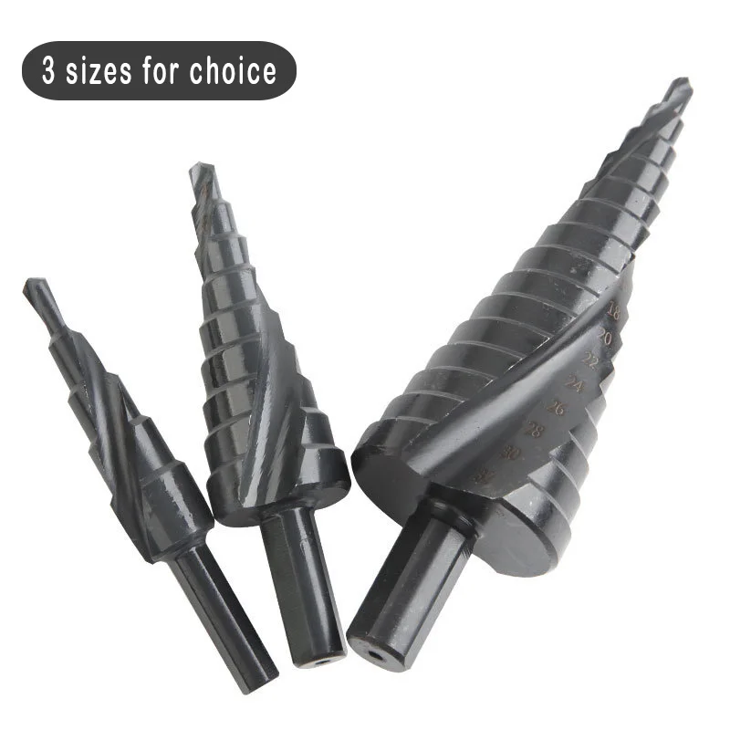 4-12 4-20 4-32MM HSS Kobalt Stufenbohrer Set Stickstoffspirale für Metall Kegelloch Bitöffner Spirale Kobalt Stufenbohrer – Detail 5