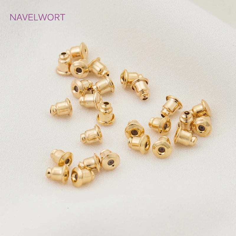 18K Gold Plated Bullet Shaped Ear Plugs Silicone Ear Backs Stopper Findings For DIY Jewelry Post Earring Making Accessories