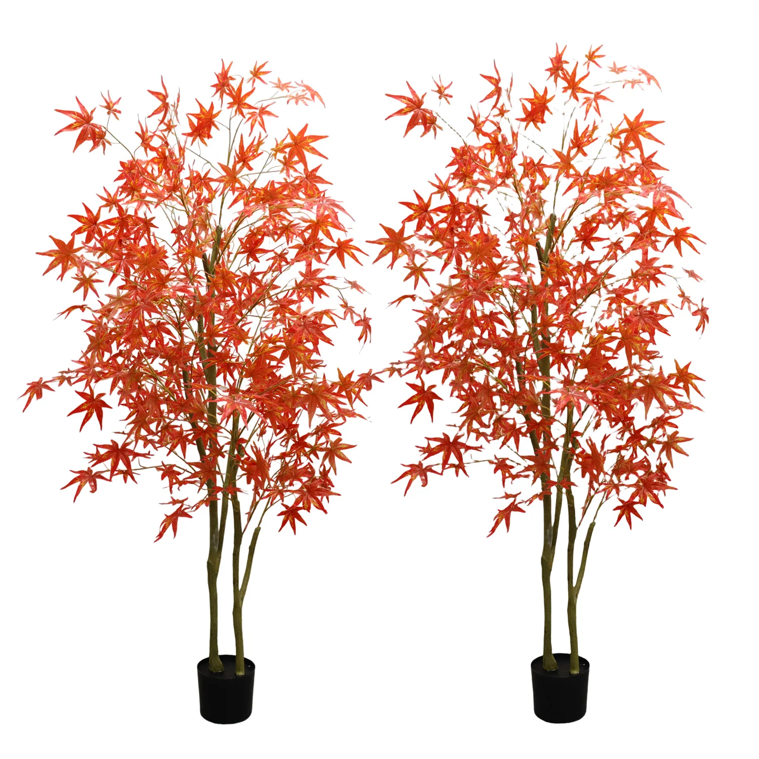 2pcs 4ft 6ft Artificial Maple Trees Autumn Realistic Maple Tree In Pot Artificial Maple Fall Tree For Thanksgiving Home Decor