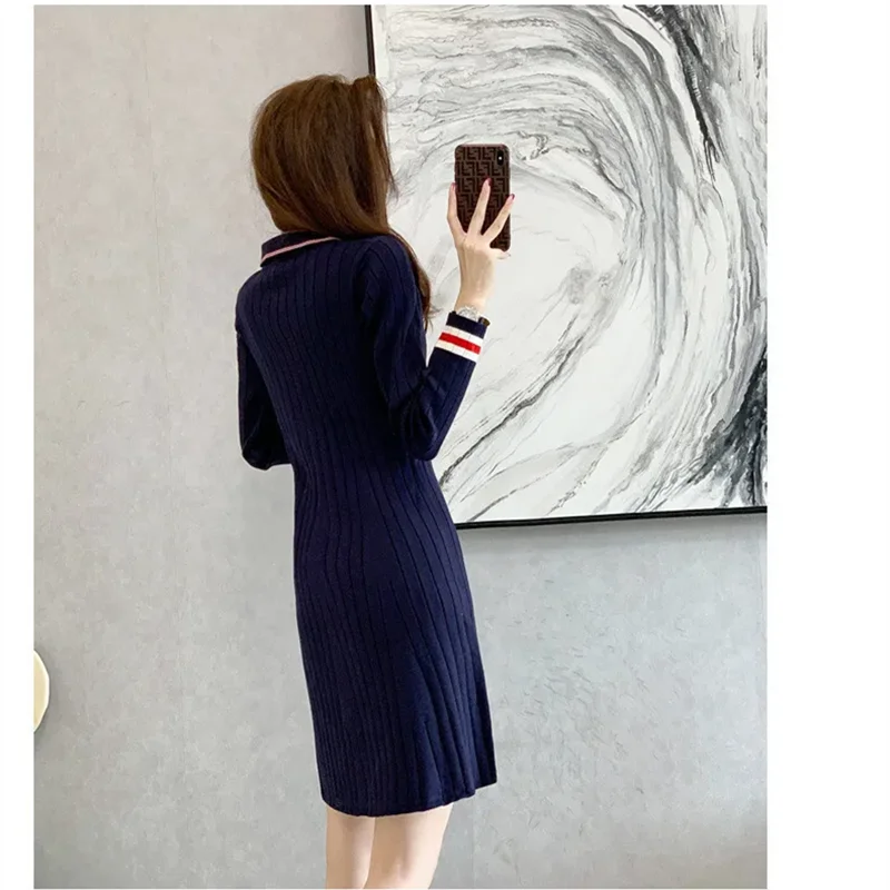 Autumn Dresses For Women Long Sleeved Sweet Temperament Commuting V Neck Pullover Dress