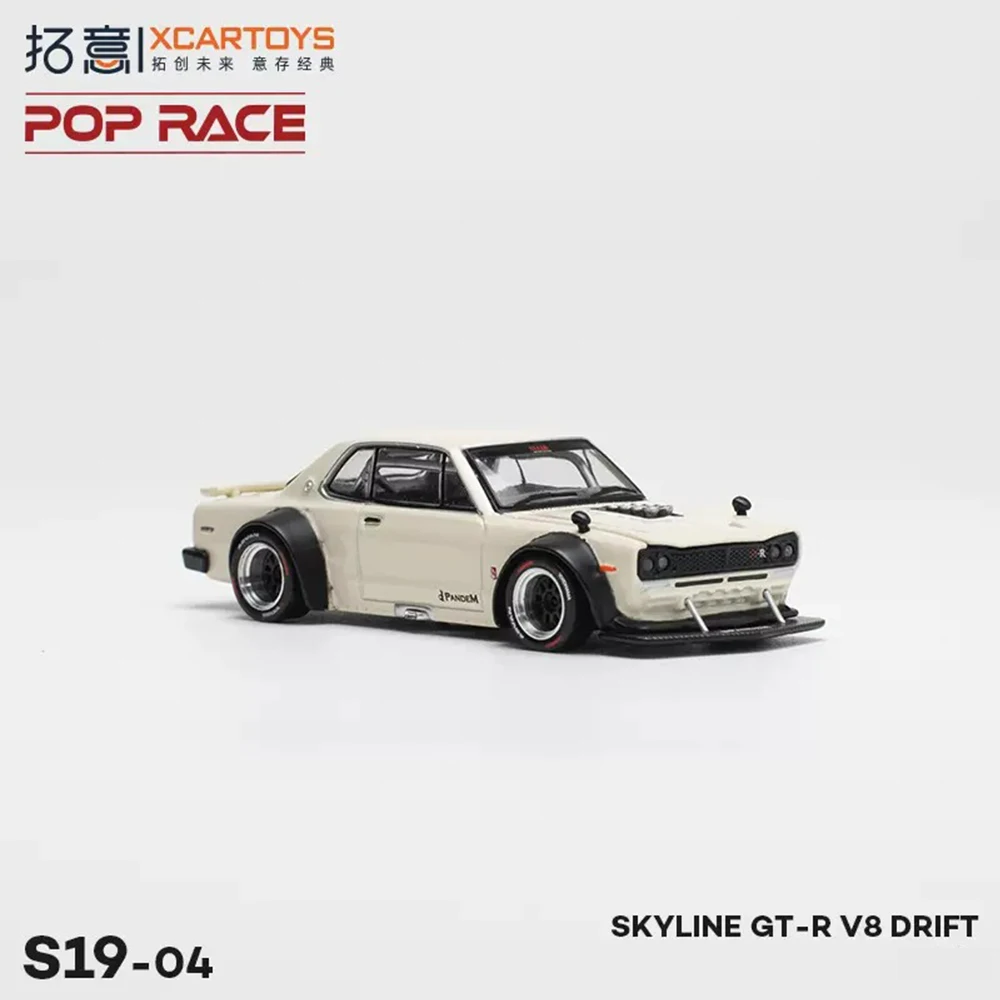 Xcartoys PopRace 1/64 Model Car Skyline GT-R V8 Drift White Diecast Toys Premium Vehicle Collection Gifts for Adults