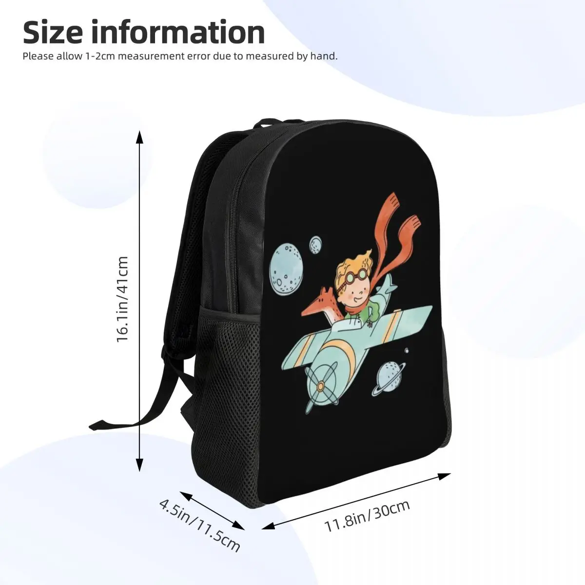 O Pequeno Príncipe Mochilas dos desenhos animados para meninos e meninas, Sacos de viagem escolar e universitária, Bookbag Fits, 15 "Laptop, Fits