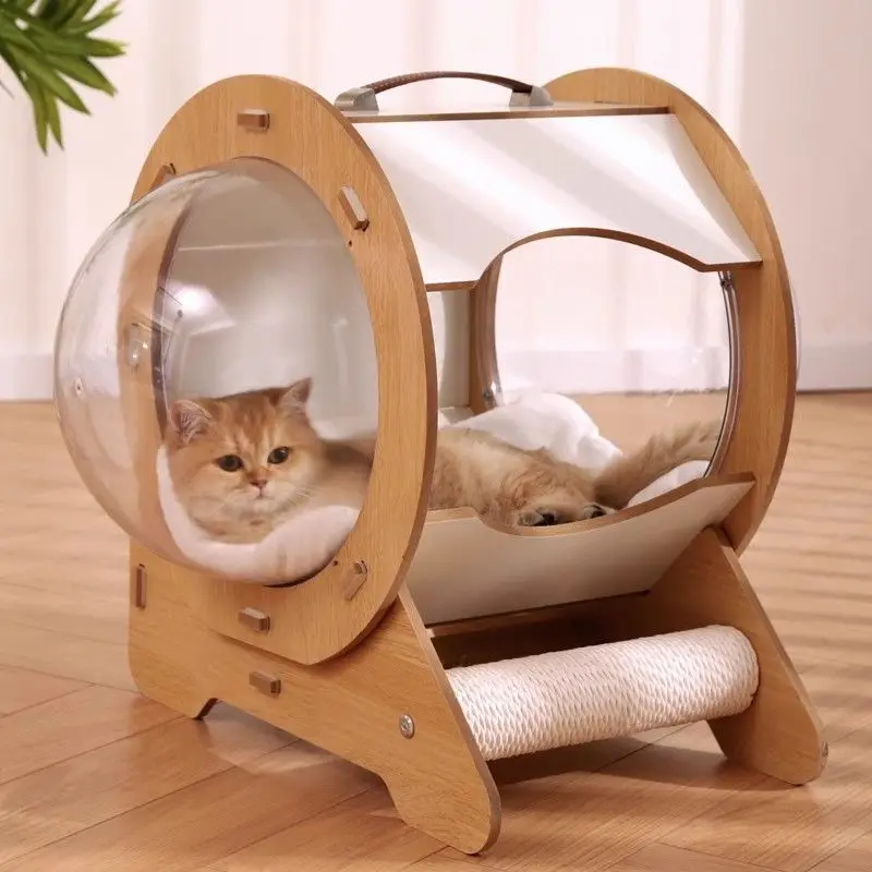 Cama cápsula de madera para gatos, nido acogedor y transpirable - imagen 2