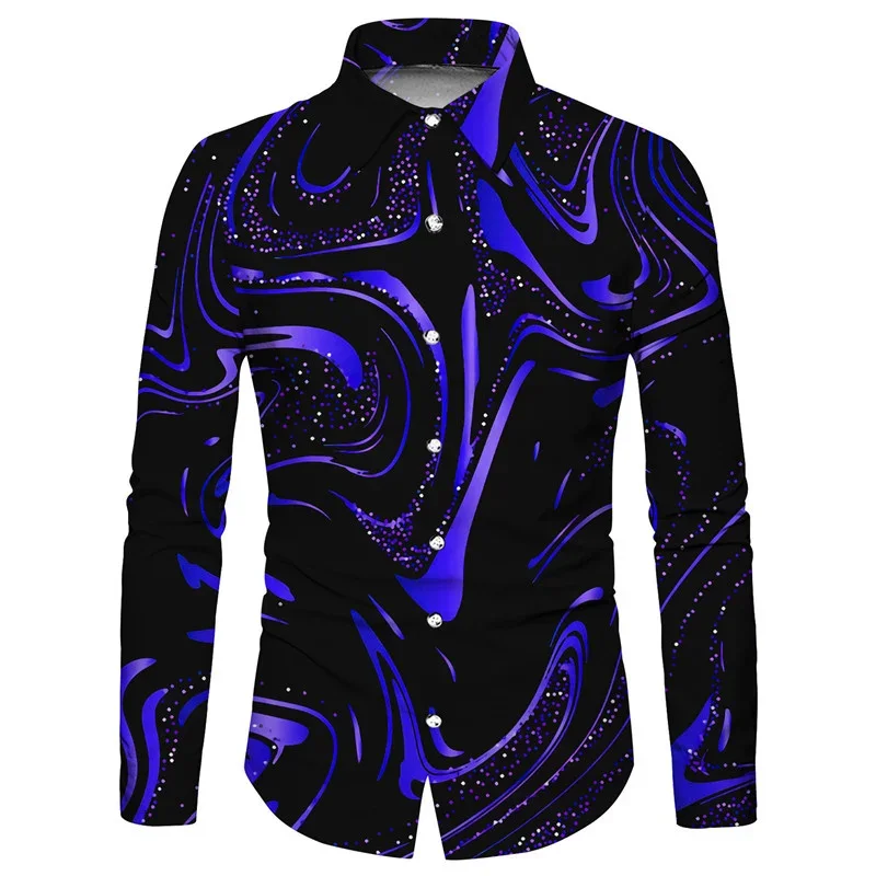 2023 Men\'s Gilded Multi-Color Series Fashionable Casual Party Soft and Comfortable Lapel Large Size Long Sleeve Shirt