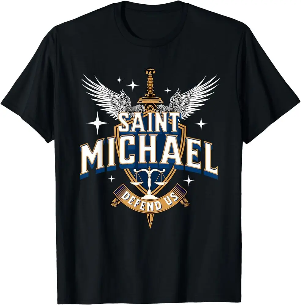 Sword Of St Saint Michael Archangel Catholic Angel T-Shirt For Men Clothing Women Tees Y2K Tops Unisex Summer Short Sleeve