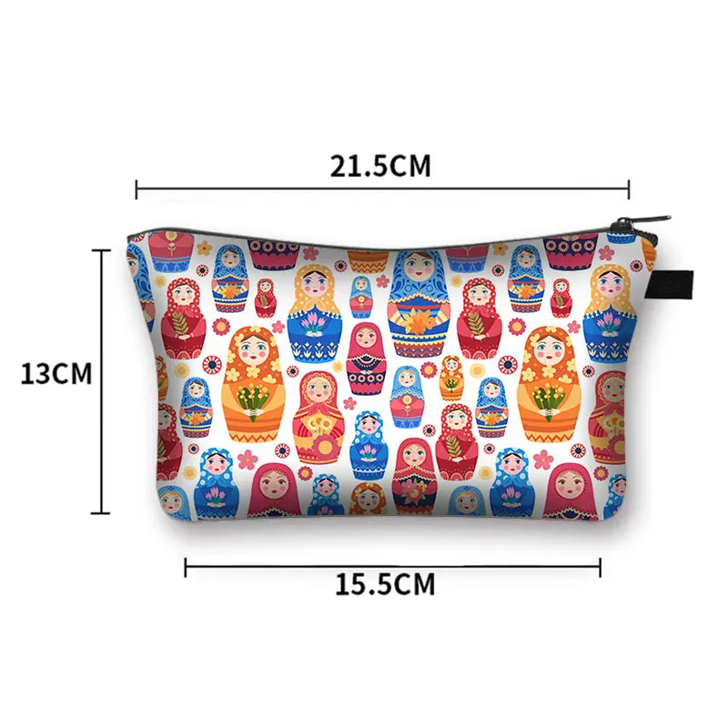 Russian Nesting Doll Cosmetic Case Wooden Snowman Women Makeup Bags Matryoshka Toiletry Bag Ladies Cosmetic Bag Christmas Gifts