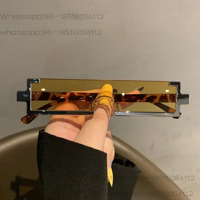 Small niche new technology futuristic metal rectangular integrated sunglasses for men, small frame sunglasses