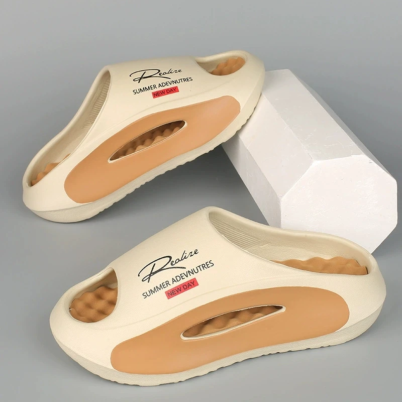 Leichte EVA Herren-Slides | Schwarz-weißes Cartoon-Design, offene Zehenpartie, bequem für das ganze Jahr, lässig für drinnen/draußen. – Detail 9