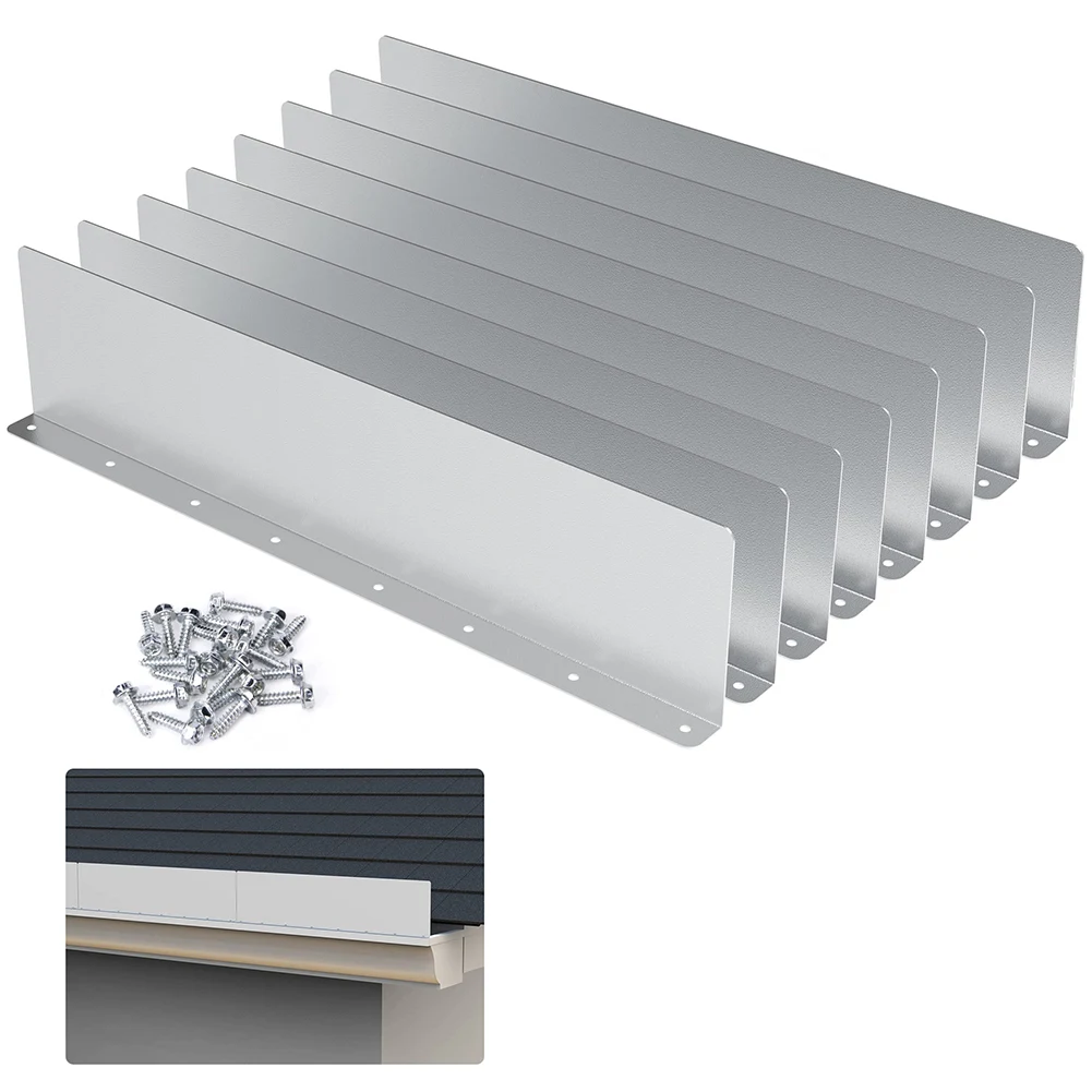 

4pcs Roof Valley Gutter Splash Shield Aluminum Rainwater Valley Gutter Splash Guard Anti-Rust for House Residential Roof