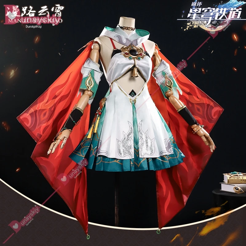 Honkai Star Rail Yunli disfraz de Cosplay para mujer, peluca, vestido, uniforme, pendientes, tocados, anillos, Huaiyan, Xianzhou, Zhuming, fiesta de Halloween