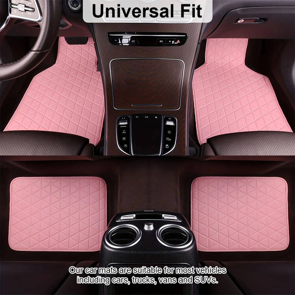4Pcs Auto Foot Pad PU Leather Car Front Rear Mats Set Non Slip Car Carpet Mats Car Interior Accessories