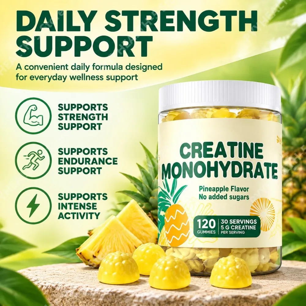 Creatine Monohydrate Gummies, 5g Per Serving No Added Sugars, Strength & Endurance Support for Workout 120 Gummies (30 Servings)
