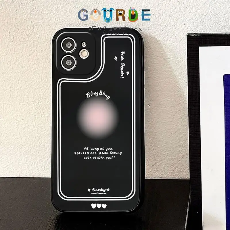 

Gourde Simple Line Pink Dot Patterns Liquid Silicone Phone Case for Iphone 16 15 14 12 13 11 Pro Max Ip 7 8 Plus X Xs Xr Xs Max