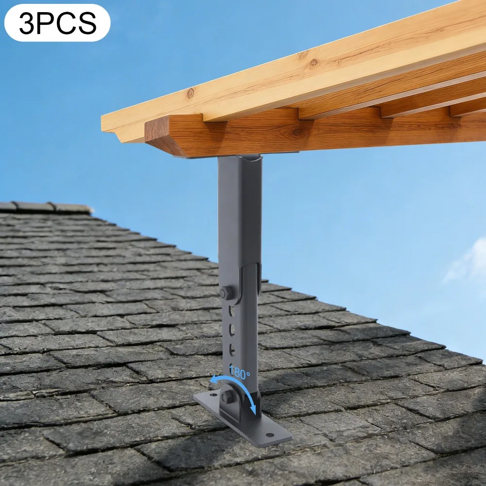 

Garden Arch, Pergola Brackets, Roof Risers, Adjustable Awning Support Frame Set, 3pcs Iron Mounting Brackets, Heavy Duty