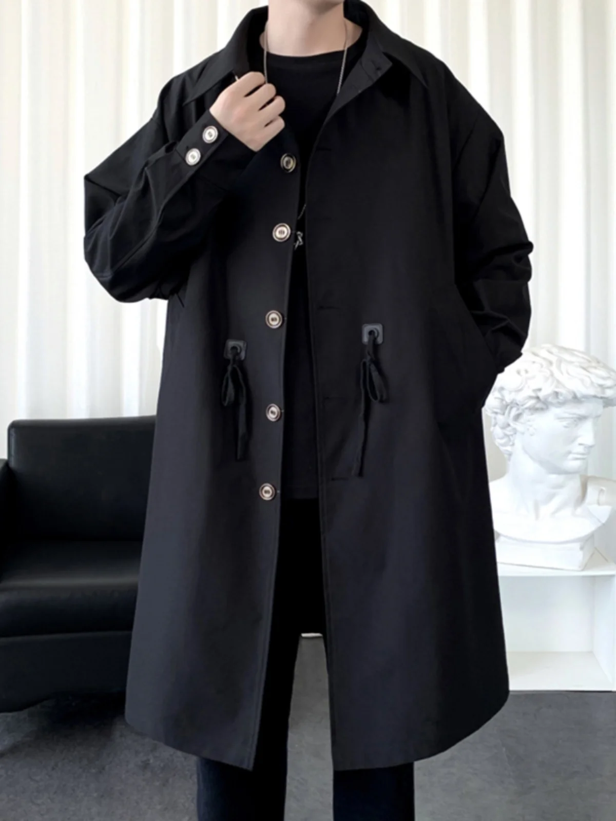 

Kensington Men's Mid-Length Coat Sli Briti Sle Casual irt Lapel Collar Waterproof Spring Autumn Outerwear