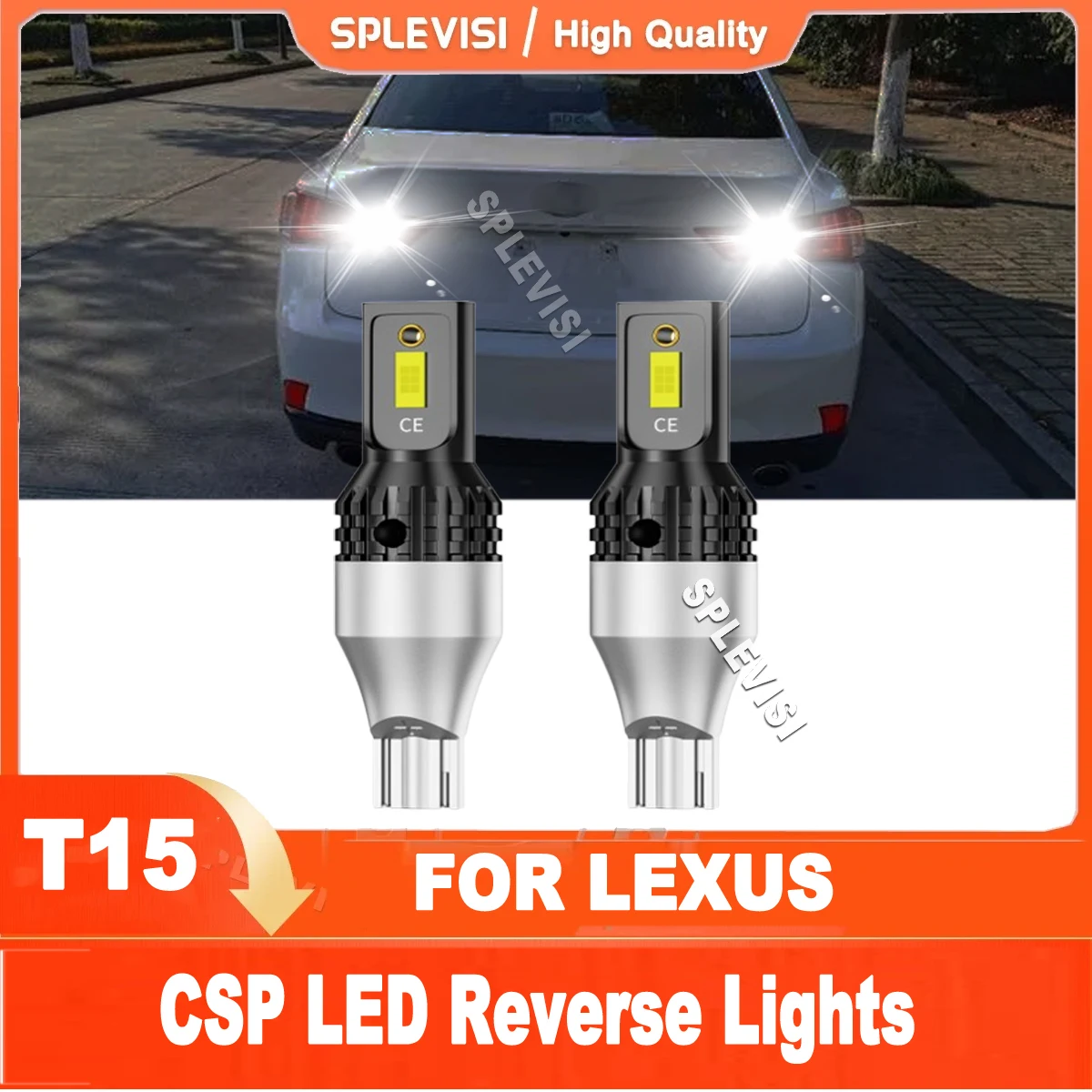 2x 6000K White 12V T15 W16W CSP LED Reverse Backup Lamp Lights For Lexus GX460 RX330 RX350 ES350 CT200h IS250 IS350 LX570