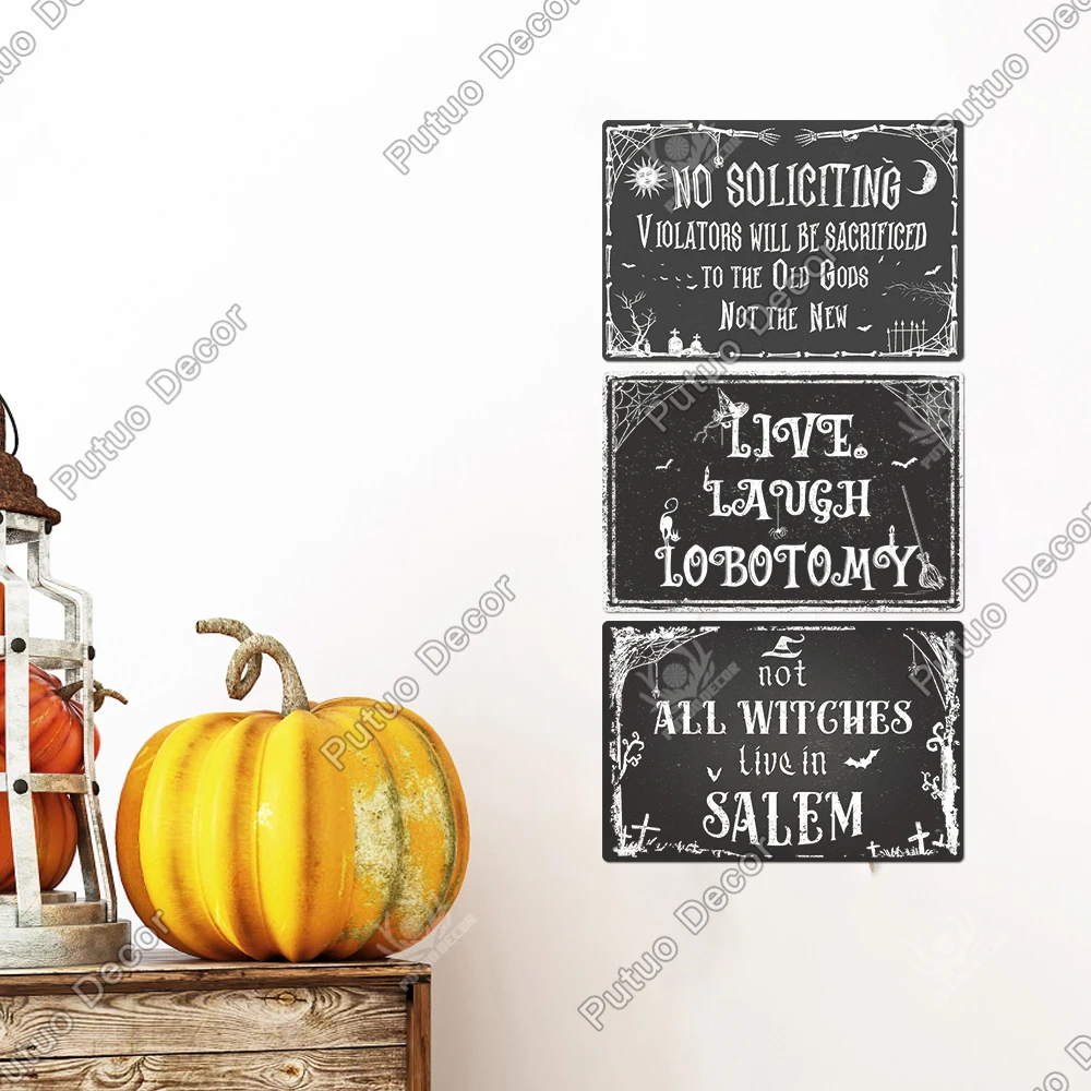 Putuo Decor Happy Halloween Vintage Metal Tin Sign,Wall Art Decor for Home Coffee Shop Cafe Office, 7.8 X 11.8 Inches Gifts