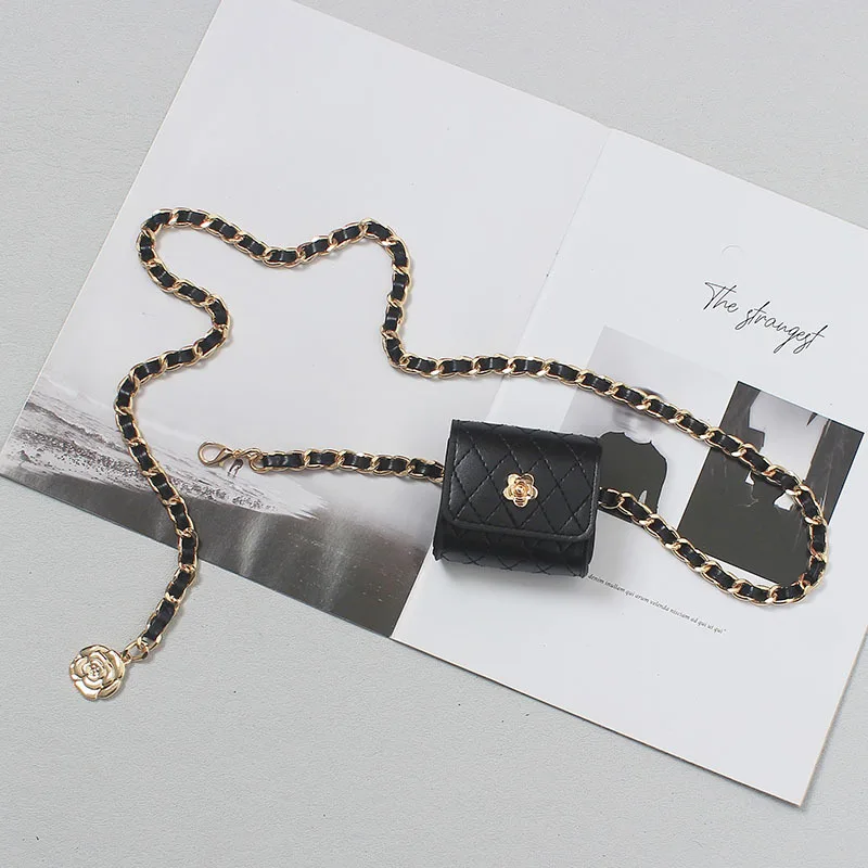 Women's Fashion PU Leather Chain Waist Bag Versatile Decorative Jacket Pants Belt Skirt Belt