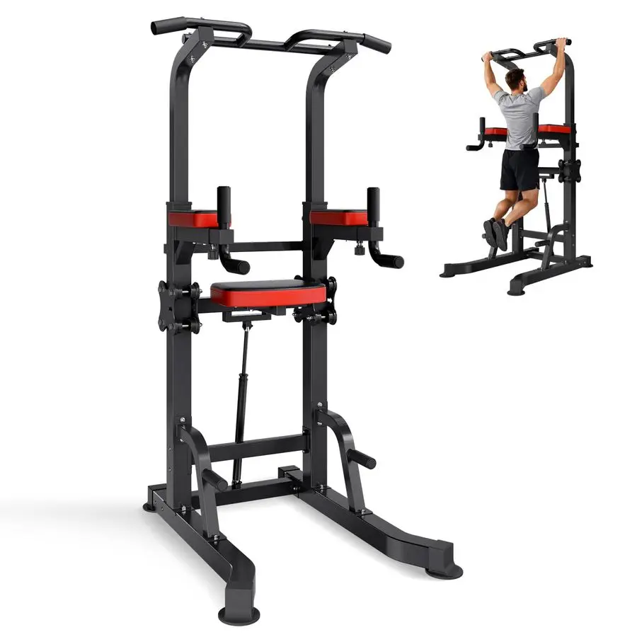 

Pull Up Bar, 330 LBS Power Tower Dip Station, Workout Dip Station with HShaped Stable Base Assistance Platform, Customizable