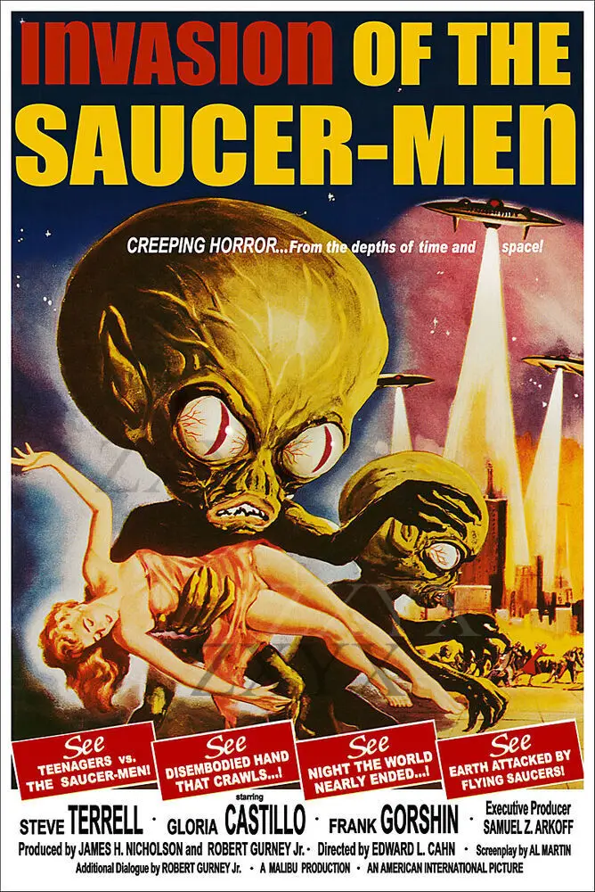 

Vintage Science Fiction Horror Movie Poster Invasion of the Saucer-Men