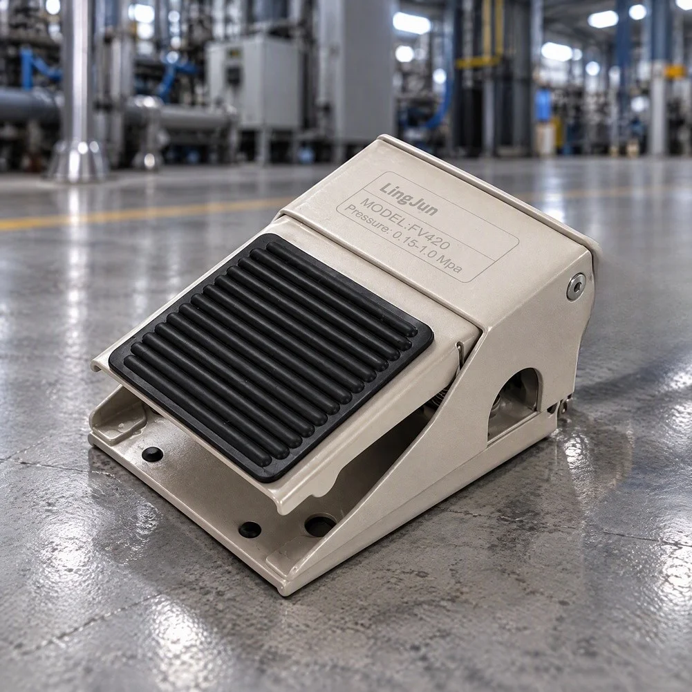 FV420 Pneumatic Foot Pedal Valve PT1/4 For Instant Reversing Control Switch Aluminum Alloy Body With Muffler Industrial Air Tool