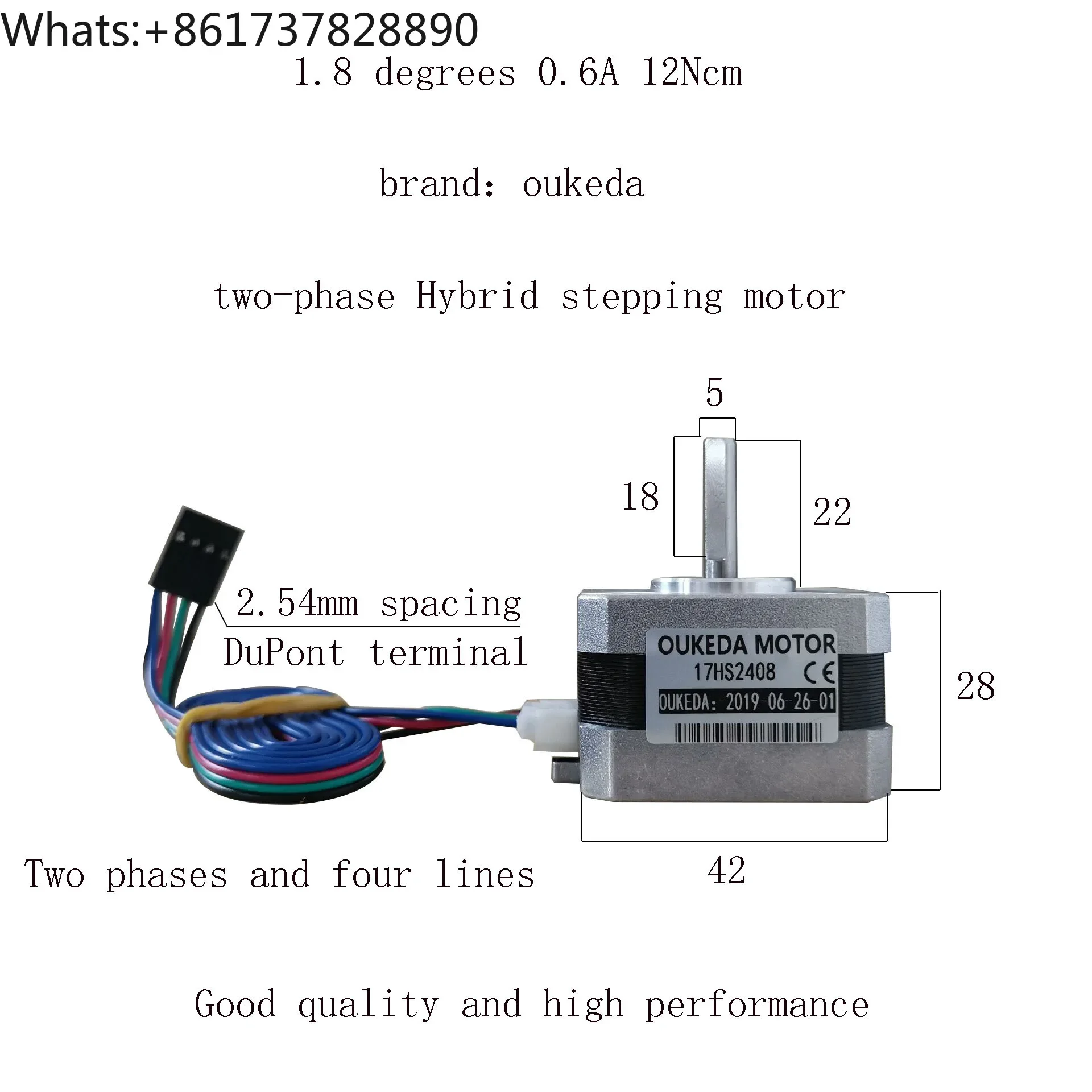 Special motor for 3D printer Two-phase hybrid 42 stepping motor NEMA 17 17HS2408 washing flat shaft