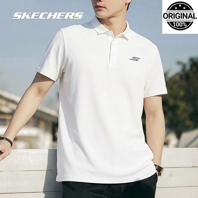 Skechers Men's Knitted Polo Shirt Breathable Casual Golf Tennis Sports Short Sleeve Top P226M216-0019