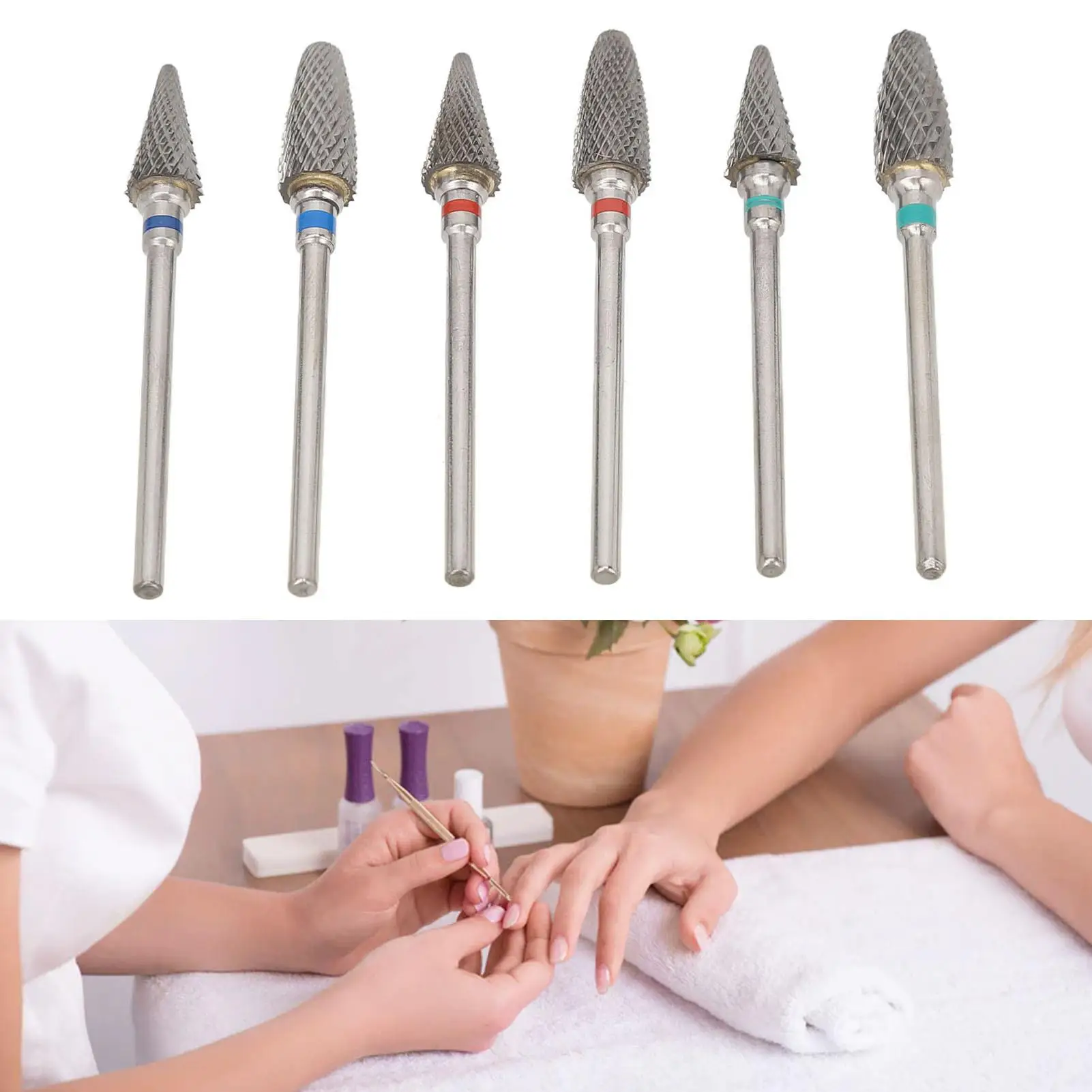 6pcs Tungsten Steel Nail Art Drill Bits for Dead Skin Removal & Polishing - Manicure Accessories