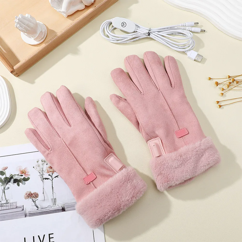 

1Set USB Heated Gloves Elastic Thermal Mittens for Winter Outdoor Sports Hand Warmer Gloves Skiing Thermal Mitts
