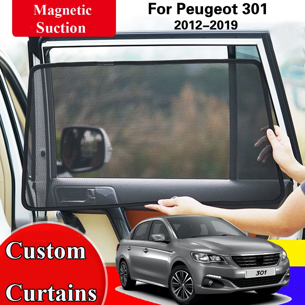 For Peugeot 301 2012 2013 2014 2015 2016 2017 - 2019  Side Sun Shade Shading Protection Window Curtain SunShades Car Accseeories