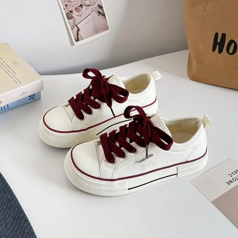 Women's Casual Canvas Shoes Flat Solid Colour Student Sneakers_voghion.com